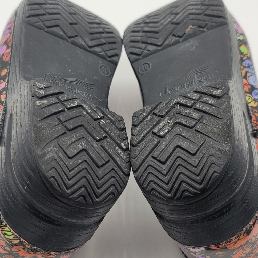 Dansko Viola Multicolor Dot/Cursive Slip On Nurse Clogs Women EU 40 US 9.5 - 10 - Picture 8 of 11